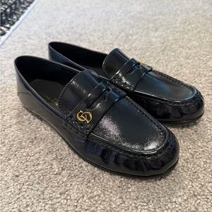 Dior patent Black Loafers with Gold Accent